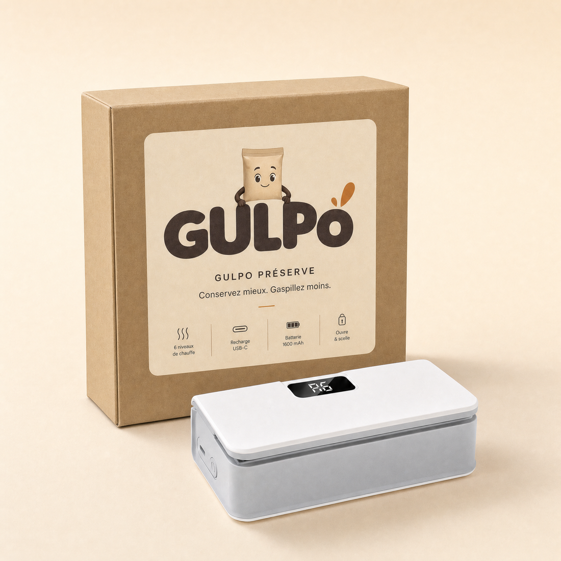 GULPO Préserve, mini-scelleuse thermique rechargeable pour sachets alimentaires